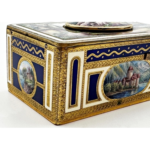 381 - Exceptional quality Karl Griesbaum automaton singing bird box, the cased profusely enamelled with ex... 