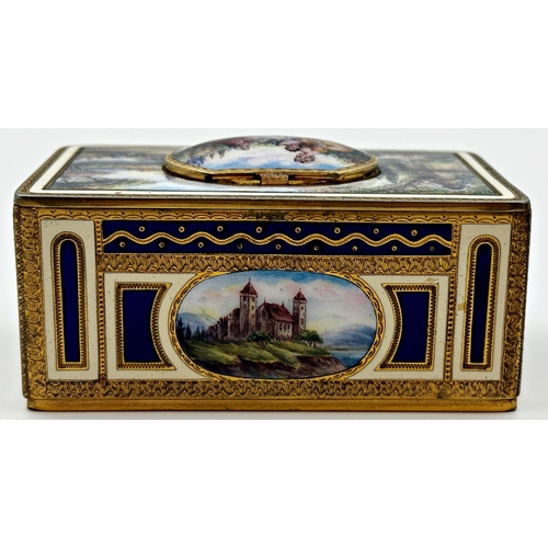 381 - Exceptional quality Karl Griesbaum automaton singing bird box, the cased profusely enamelled with ex... 