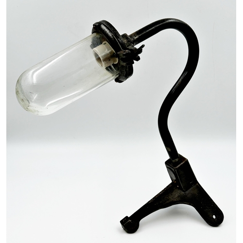 1120 - Vintage Industrial exterior corner bulk light, in coated steel, inscribed 'Made in England', 46cm de... 