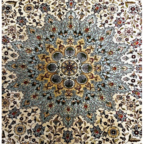 1403 - Incredible hand stitched Turkish Hereke silk rug from East Anatolia, with signature, scrolled floral... 