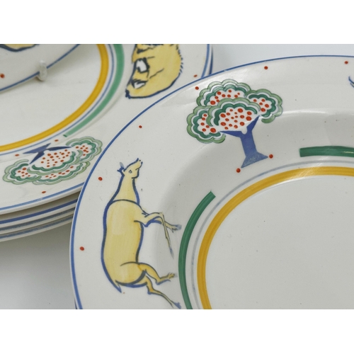 422 - Susie Cooper for Gray's Pottery - five nursery pattern plates and bowls (10)