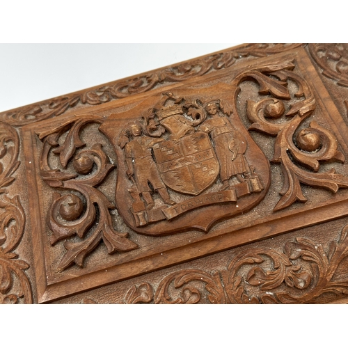 540 - Incredible carved ceremonial casket for the launch of HMS Birmingham, the casket profusely carved wi... 