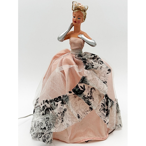 1098 - 1950s novelty figural table lamp in the form of a glamourous lady, 36cm high