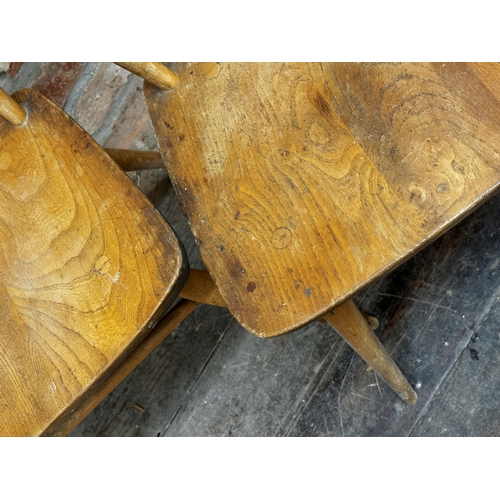 1196 - Pair of Ercol light elm 391 dining chairs