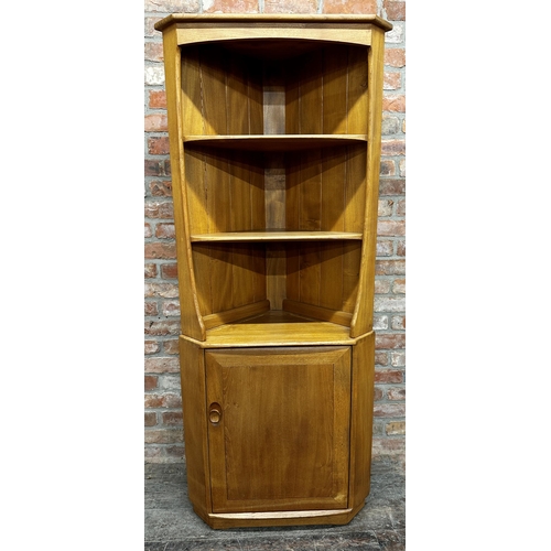 1199 - Ecol light elm corner cabinet, two shelves over cupboard door, 180cm high