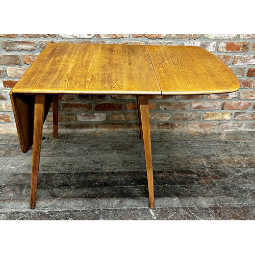 1201 - Ercol light elm drop leaf dining table, 72cm high x 123cm extended