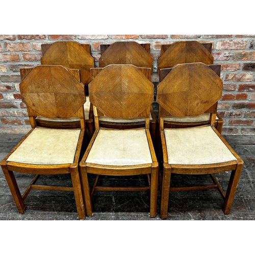 1204 - Set of six Art Deco dining chairs in the manner of Heals, with drop in seats and chamfered legs (6)