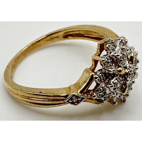 311 - 9ct and diamond cluster ring, size M, 3g