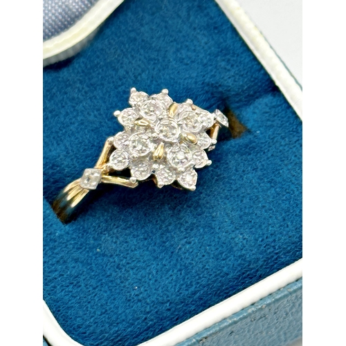 311 - 9ct and diamond cluster ring, size M, 3g