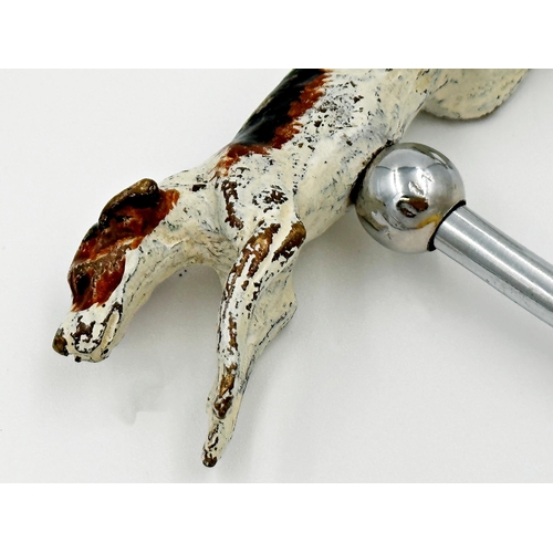 223 - Cold painted bronze foxhound corkscrew, 12cm long x 9cm wide