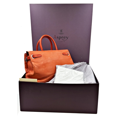 406 - Asprey 'Darcy' orange leather handbag, in original presentation box with Asprey dust bag (unopened) ... 