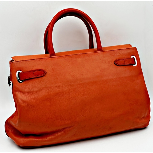 406 - Asprey 'Darcy' orange leather handbag, in original presentation box with Asprey dust bag (unopened) ... 