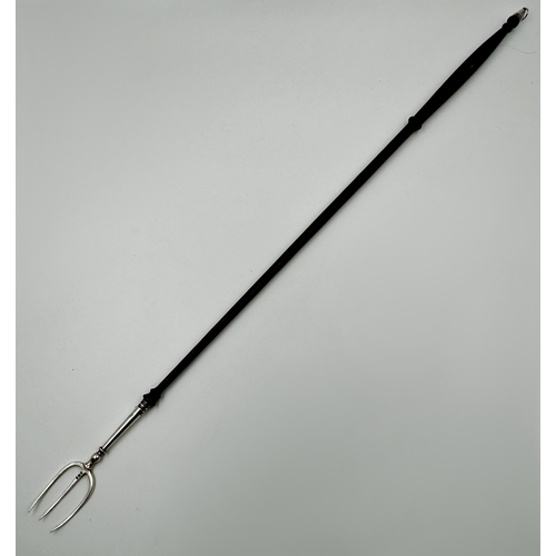 295 - Rare George III toasting fork, with turned wooden handle and silver finial, maker J Whiting?, London... 