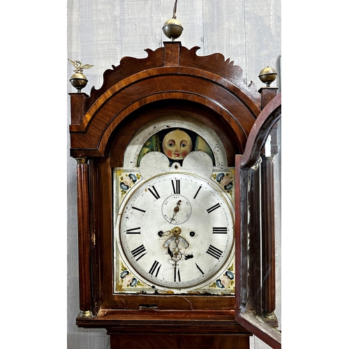 388 - Thomas Rickard of Wotton (Wotton Under Edge) flame mahogany cased eight day longcase clock, moonphas... 