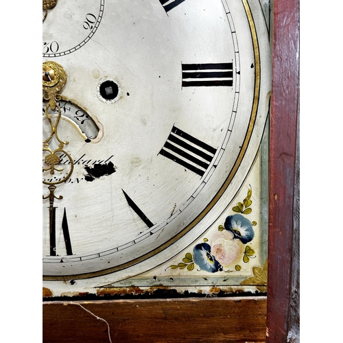 388 - Thomas Rickard of Wotton (Wotton Under Edge) flame mahogany cased eight day longcase clock, moonphas... 