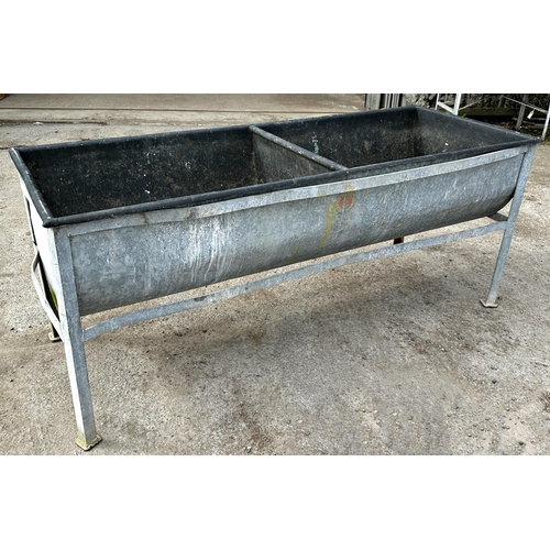 1038 - Good large galvanised twin trough or feeder, 189cm long