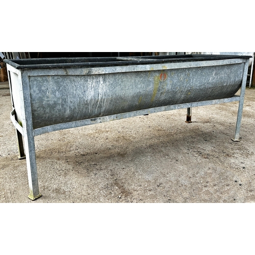 1038 - Good large galvanised twin trough or feeder, 189cm long