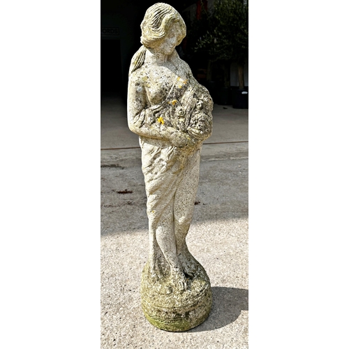 1041 - Reconstituted stone statue of a flower girl
Height 83cm x Diameter 81cm