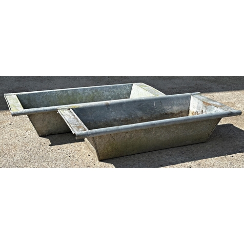 1046 - Pair of modern galvanised troughs, Length 91.5cm x Width 38.5cm x Height 22cm