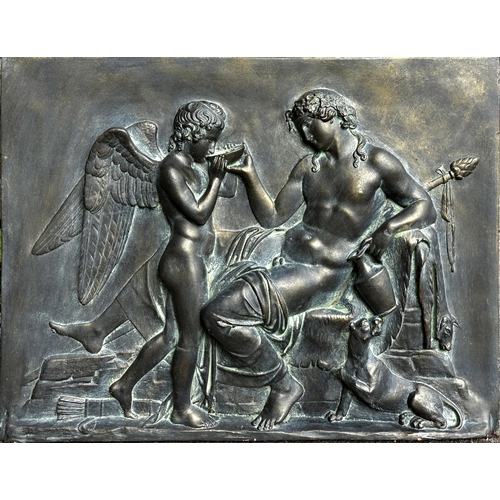 1053 - Relief moulded terracotta plaque of a classical scene, Width 69.5cm x Height 52cm x Depth 9cm