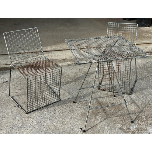 1054 - 1950s Italian wirework terrace set. 
Height 72cm x Width 58cm x Depth 58cm