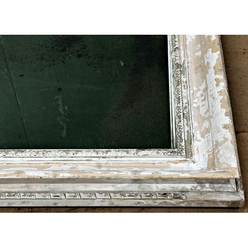 1154 - Antique French wall mirror, with distressed painted frame and pitted glass, 107 x 67cm