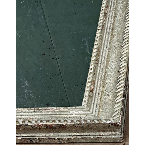 1155 - Antique French wall mirror, painted gesso frame and pitted glass, 85 x 73cm