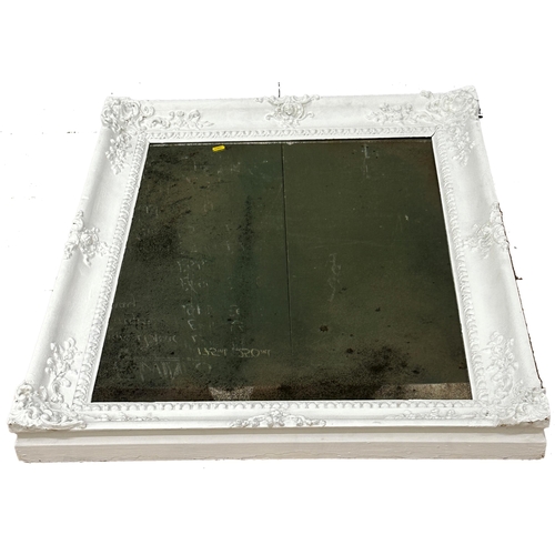 1158 - Antique French wall mirror, with painted frame and original pitted glass, 96 x 79cm