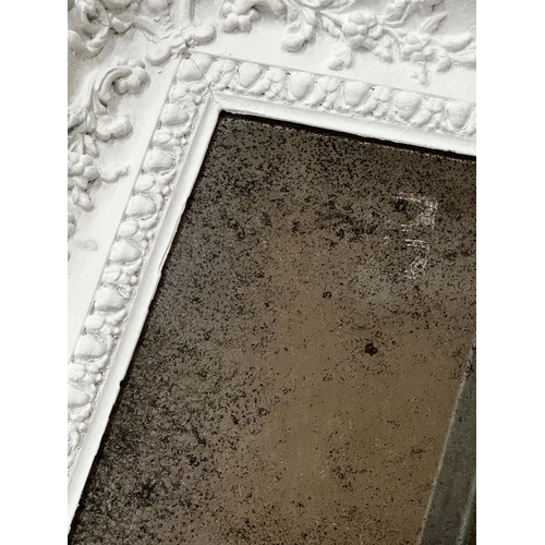 1158 - Antique French wall mirror, with painted frame and original pitted glass, 96 x 79cm