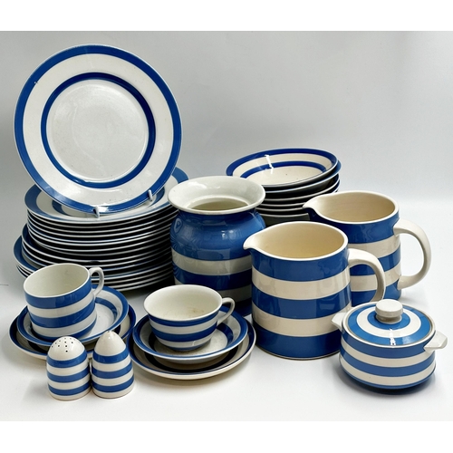 484 - Large collection of TG Green Cornishware pottery dinner and tea wares, in blue and white, comprising... 