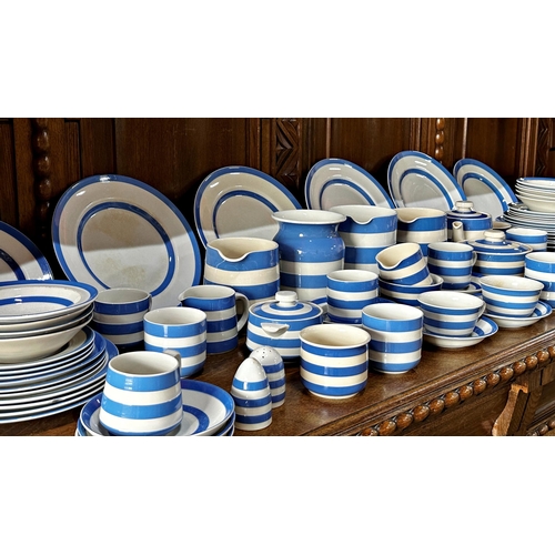 484 - Large collection of TG Green Cornishware pottery dinner and tea wares, in blue and white, comprising... 