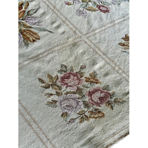 1420 - Two Aubusson needlepoint rugs, with geometric floral sprays on a cream ground, 260 x 165cm (af) and ... 