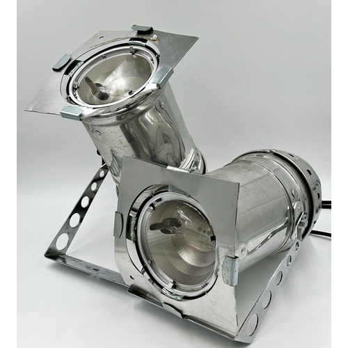 1136 - Modern pair of chrome stage or spotlights