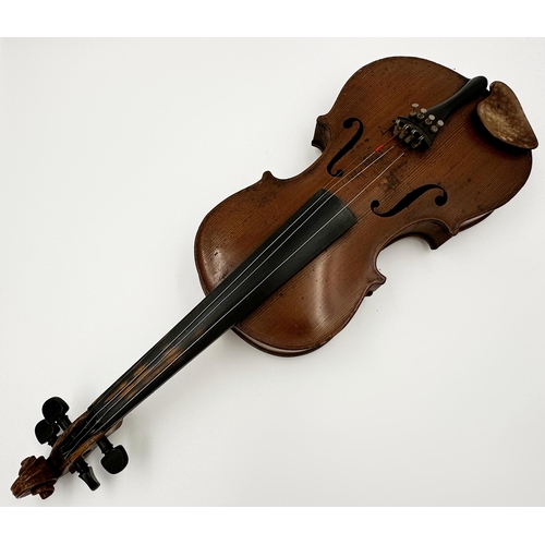 468 - 19th century Caspar Da Salo 3/4 length violin, 60cm long, nickel mounted bow and case