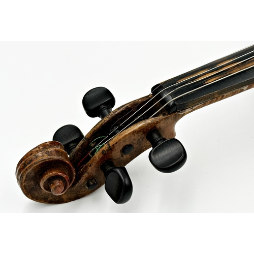 468 - 19th century Caspar Da Salo 3/4 length violin, 60cm long, nickel mounted bow and case