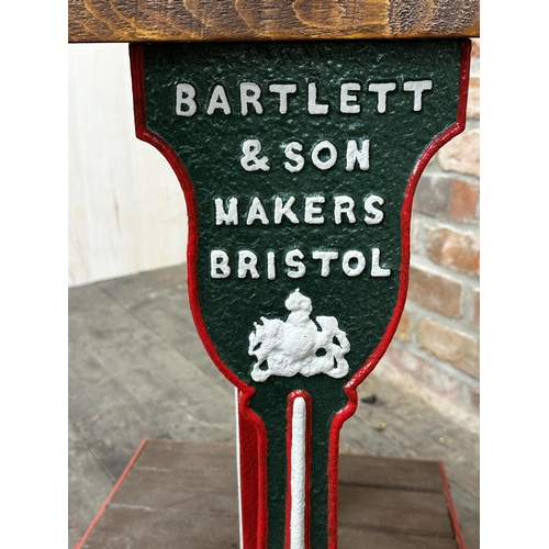 1061 - Magnificent set of cast iron potato scales by Bartlett & Sons of Bristol, with barge art type painte... 