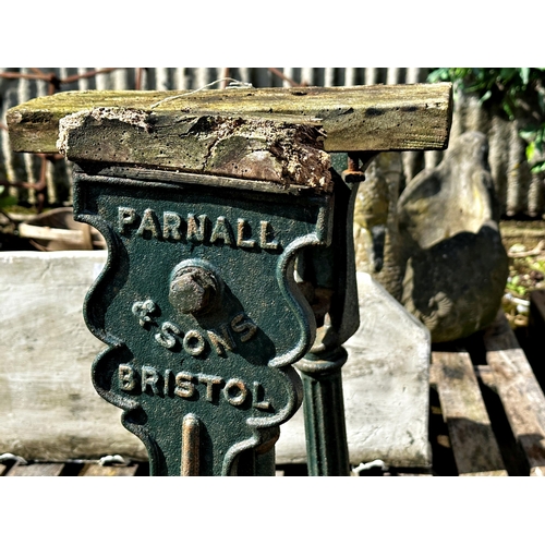 1062 - Antique cast iron Parnall & Sons of Bristol potato scales,
Height 78cm x Length 97cm x Width 52cm