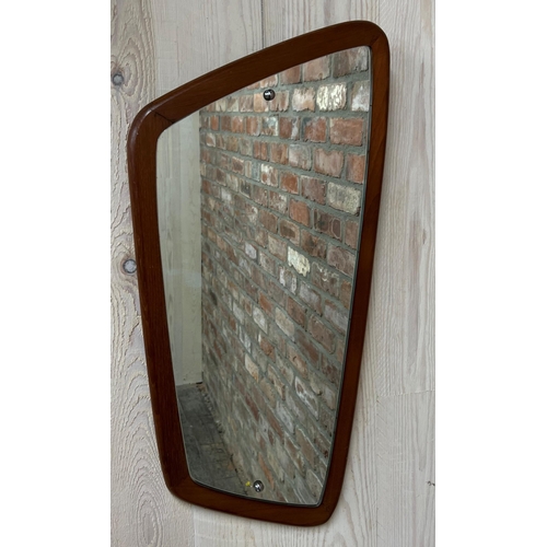 1236 - 1960s teak framed wall mirror, 67 x 33cm