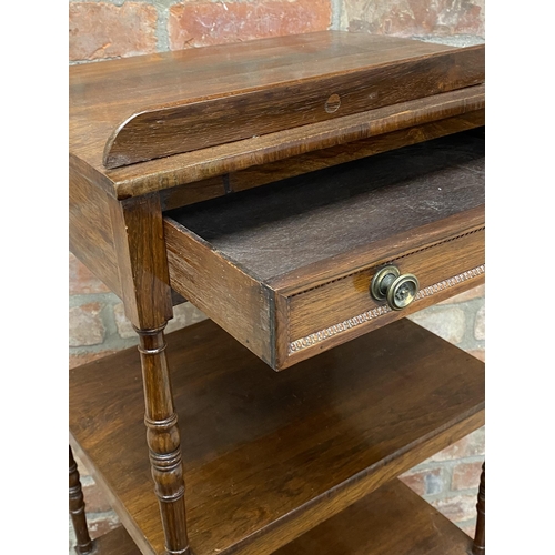 1367 - Regency rosewood free standing whatnot, the top with easel tier to turn into a stand, fitted with a ... 