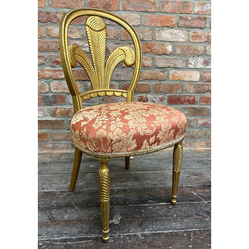 1368 - Attractive 19th century single dining chair with gilt wood and gesso decoration, the back with Welsh... 