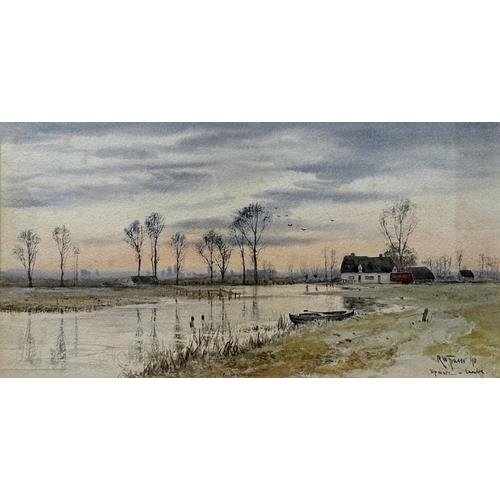 1419 - Robert Winter Fraser (1848-1906) - 'Upware, Cambridgeshire', signed, titled and dated (18)90, waterc... 