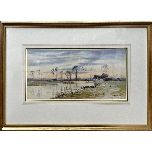 1419 - Robert Winter Fraser (1848-1906) - 'Upware, Cambridgeshire', signed, titled and dated (18)90, waterc... 