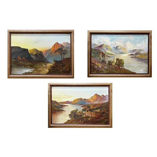 1424 - Francis E Jamieson (1895-1950) - Three highland landscapes, signed, oil on canvas, each 40 x 60cm, f... 