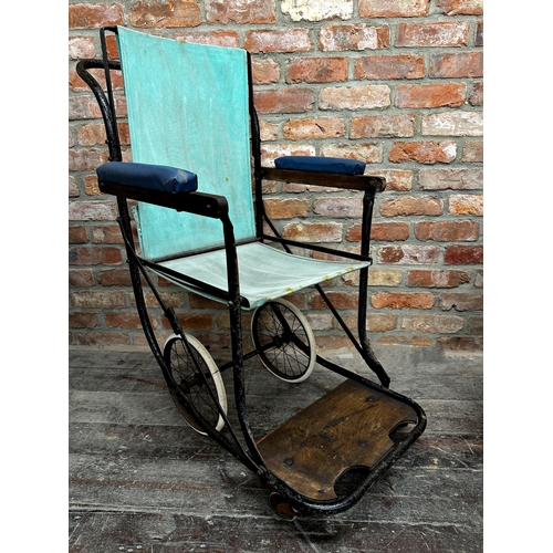 1285 - The all British military type folding wheelchair, with tubular chrome frame.