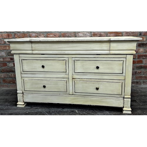 1288 - 'And So To Bed of London' painted dressing chest, the hinged top enclosing a mirror to the reverse a... 