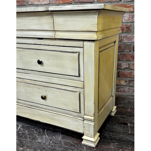 1288 - 'And So To Bed of London' painted dressing chest, the hinged top enclosing a mirror to the reverse a... 