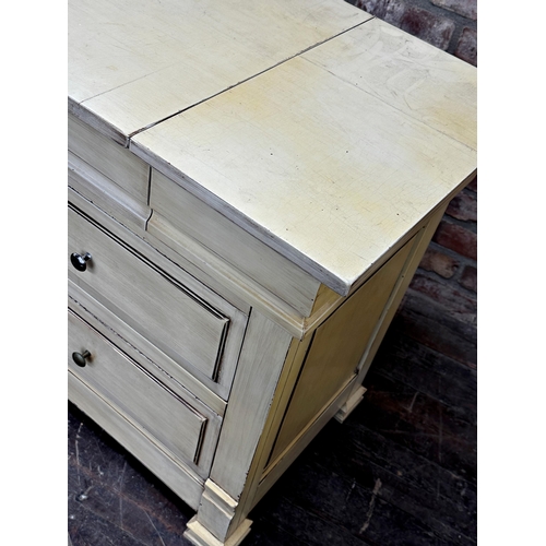 1288 - 'And So To Bed of London' painted dressing chest, the hinged top enclosing a mirror to the reverse a... 