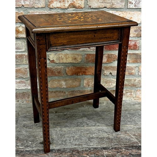 1293 - Antique Dutch walnut marquetry stool or side table top inlaid with boxwood and ebony of two birds am... 