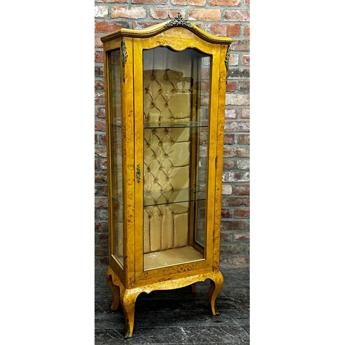 1309 - French satinwood, probably birdseye maple, vitrine glazed cabinet, with gilt metal mounts the glazed... 