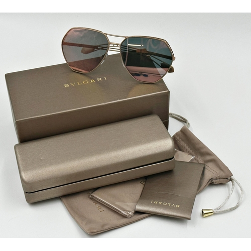 256 - A pair of brand new mirrored Bulgari sunglasses with rose gold-toned hardware.
Comes with hard case ... 